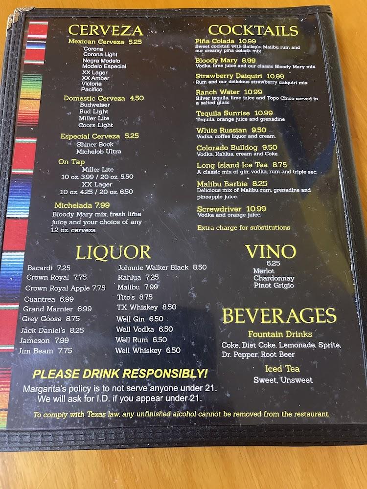 Margarita's Mexican Restaurant Menu image 3